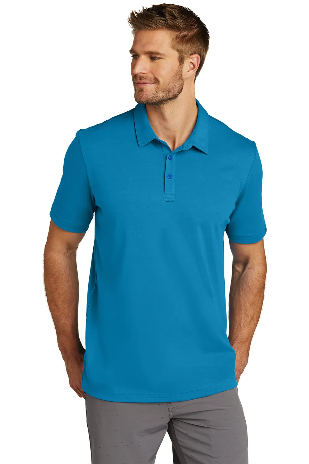 TravisMathew Mens Oceanside Moisture Wicking Short Sleeve Polo Shirt - Classic Blue
