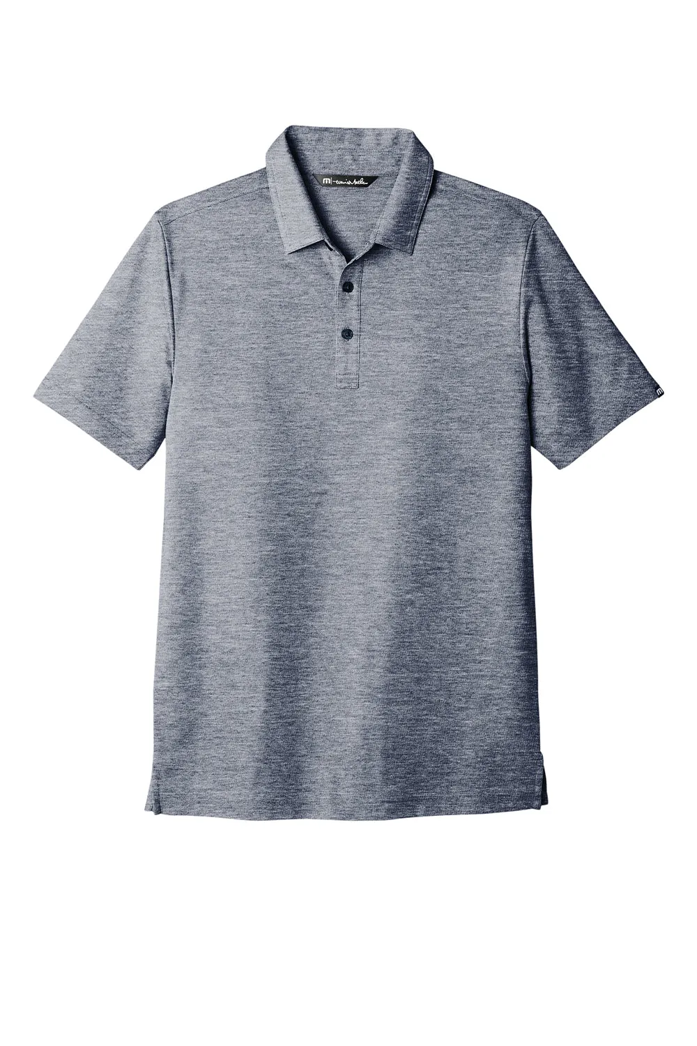 TravisMathew Mens Oceanside Moisture Wicking Short Sleeve Polo Shirt - Heather Blue Nights