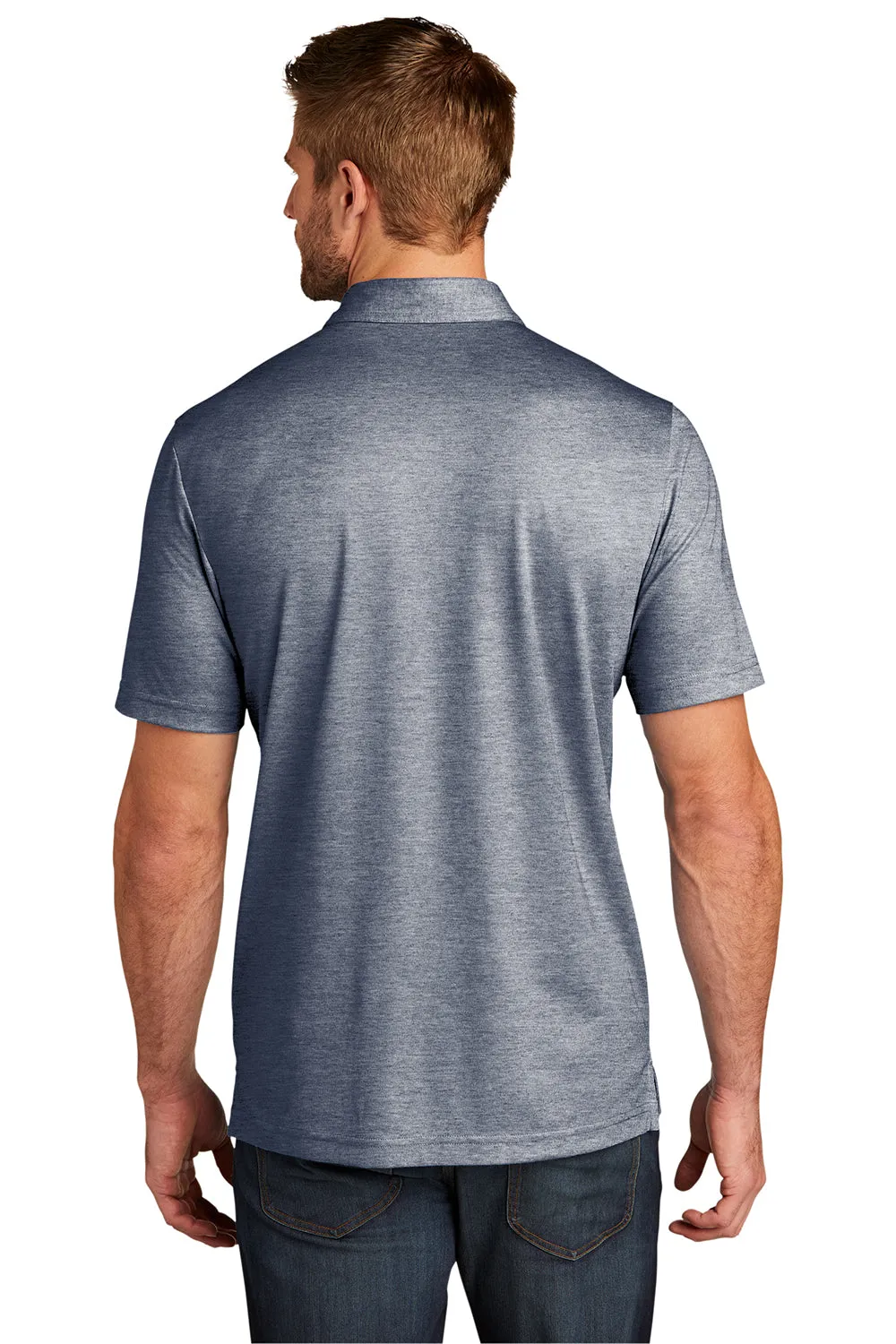 TravisMathew Mens Oceanside Moisture Wicking Short Sleeve Polo Shirt - Heather Blue Nights