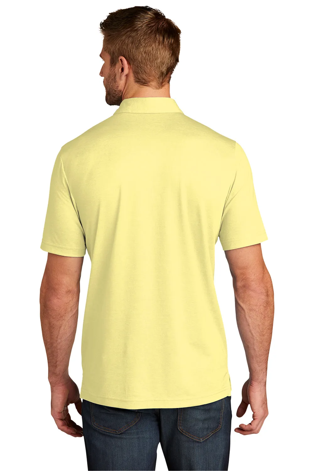 TravisMathew Mens Oceanside Moisture Wicking Short Sleeve Polo Shirt - Heather Pale Banana Yellow