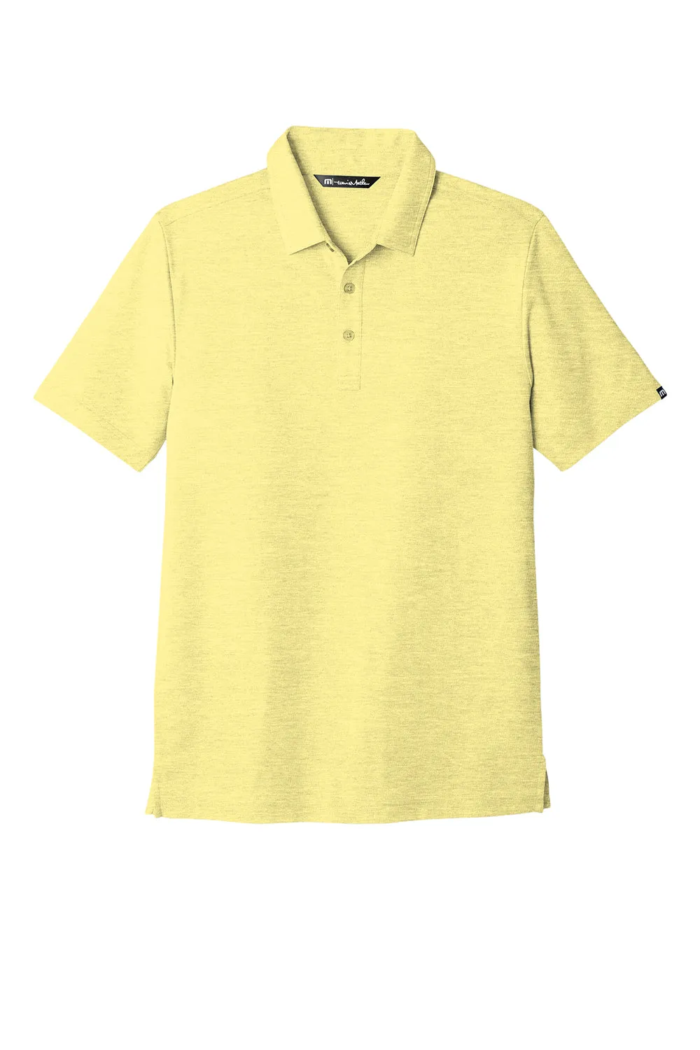 TravisMathew Mens Oceanside Moisture Wicking Short Sleeve Polo Shirt - Heather Pale Banana Yellow