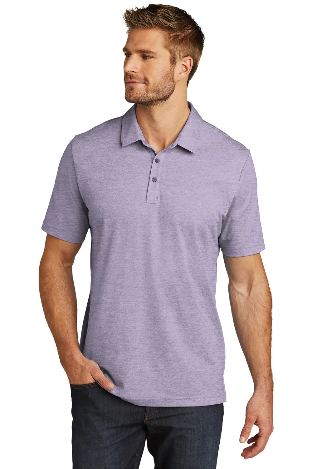 TravisMathew Mens Oceanside Moisture Wicking Short Sleeve Polo Shirt - Heather Purple Sage