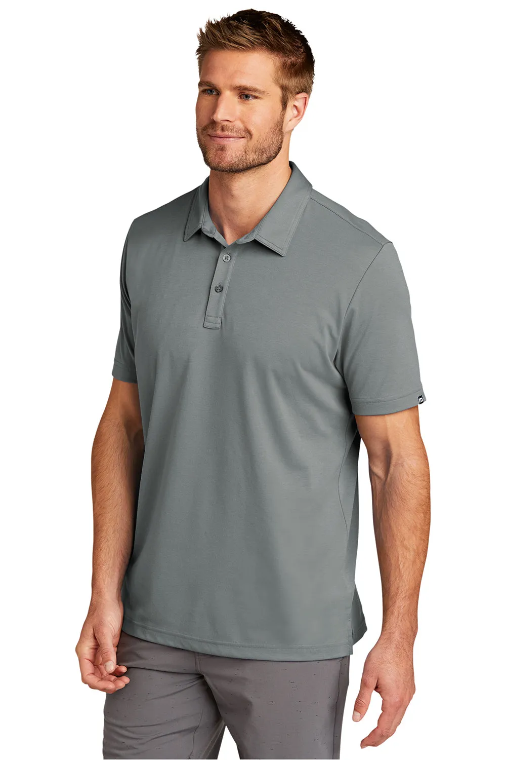 TravisMathew Mens Oceanside Moisture Wicking Short Sleeve Polo Shirt - Quiet Shade Grey