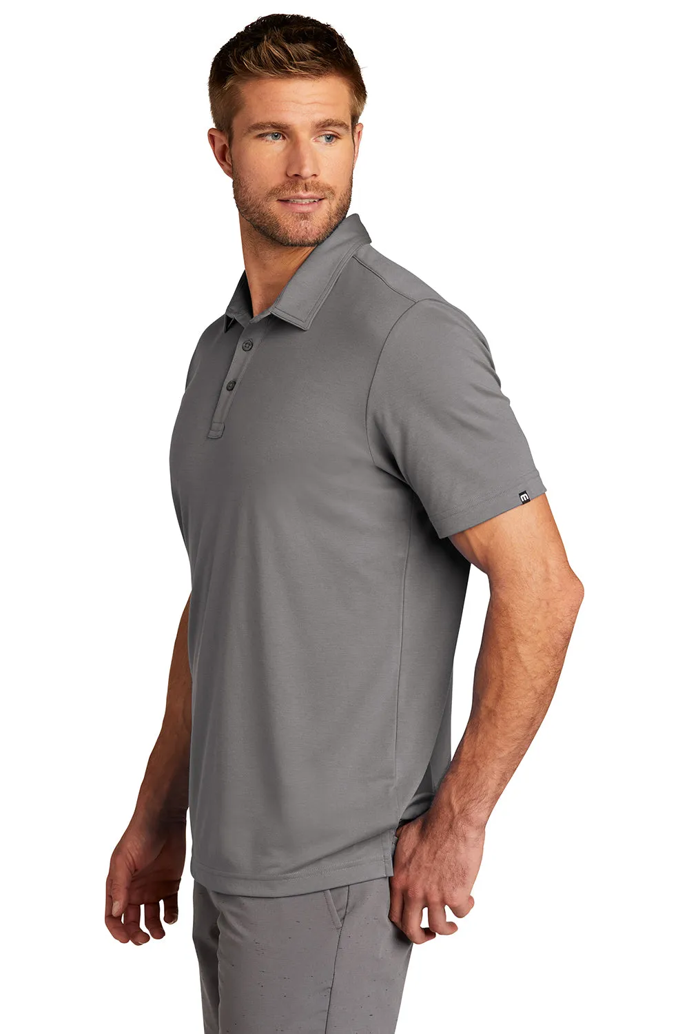 TravisMathew Mens Oceanside Moisture Wicking Short Sleeve Polo Shirt - Quiet Shade Grey