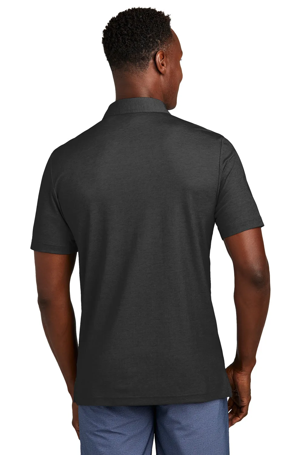 TravisMathew Mens Oceanside Moisture Wicking Short Sleeve Polo Shirt w/ Pocket - Heather Black
