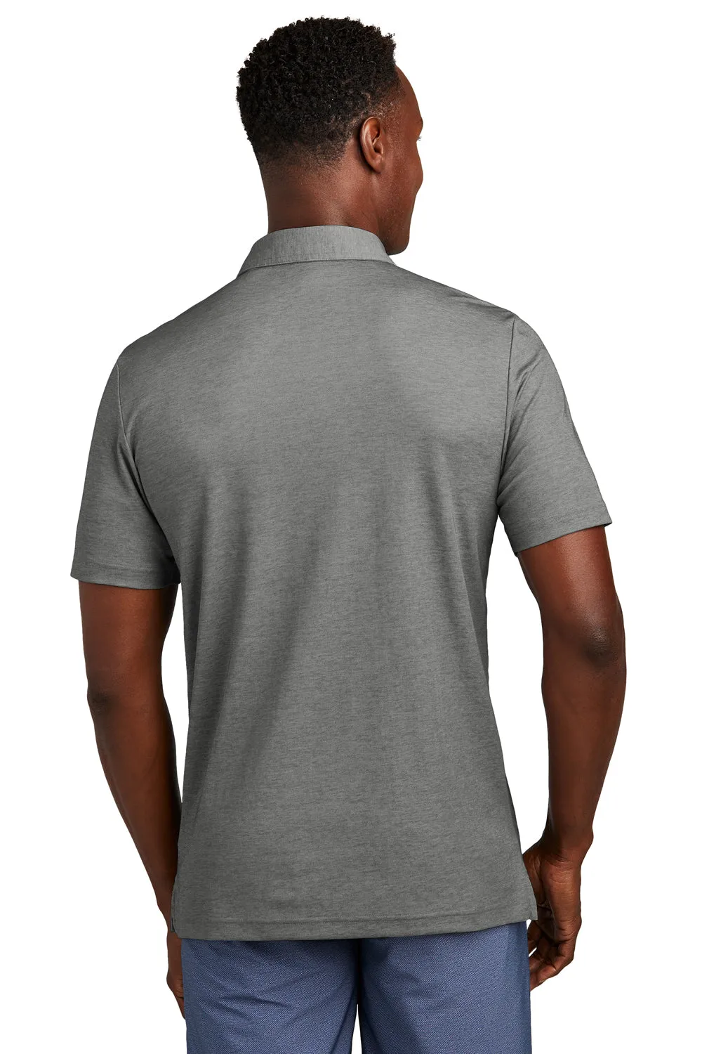 TravisMathew Mens Oceanside Moisture Wicking Short Sleeve Polo Shirt w/ Pocket - Heather Quiet Shade Grey