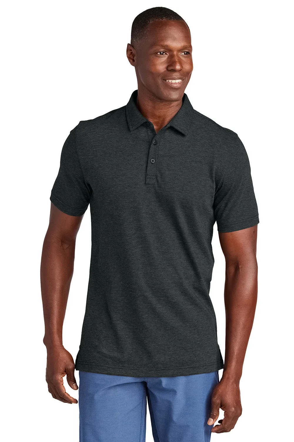 TravisMathew Mens Sunnyvale Wrinkle Resistant Short Sleeve Polo Shirt - Heather Black