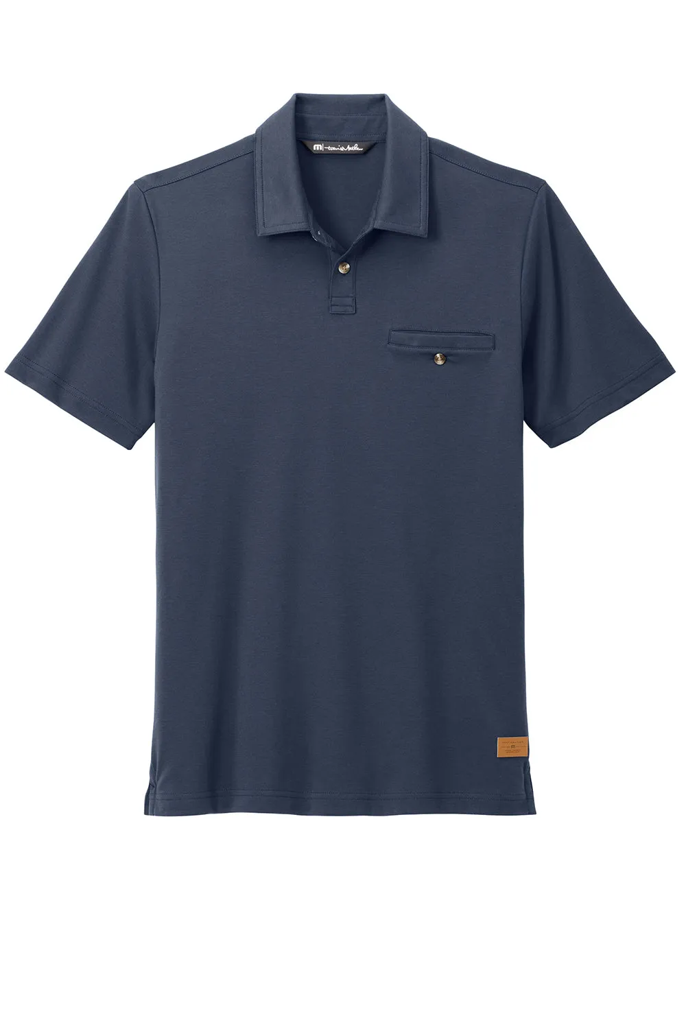 TravisMathew Mens Sunsetters Moisture Wicking Short Sleeve Polo Shirt w/ Pocket - Blue Nights