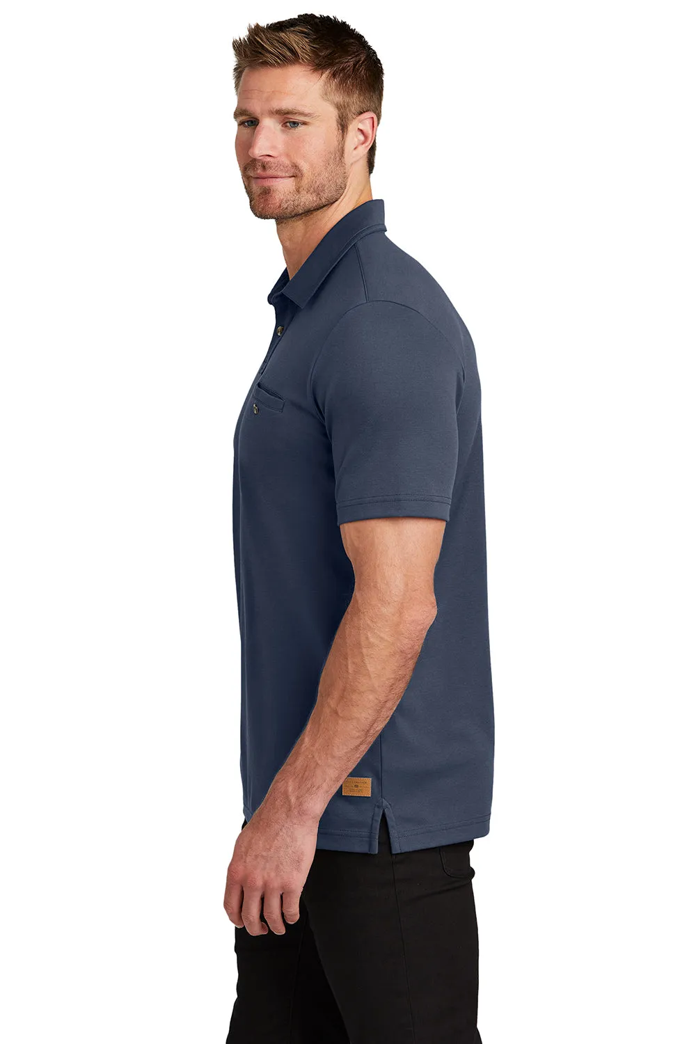TravisMathew Mens Sunsetters Moisture Wicking Short Sleeve Polo Shirt w/ Pocket - Blue Nights