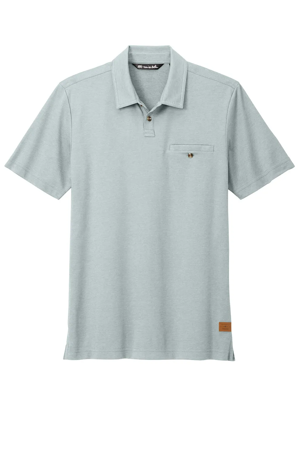 TravisMathew Mens Sunsetters Moisture Wicking Short Sleeve Polo Shirt w/ Pocket - Heather Balsam Green
