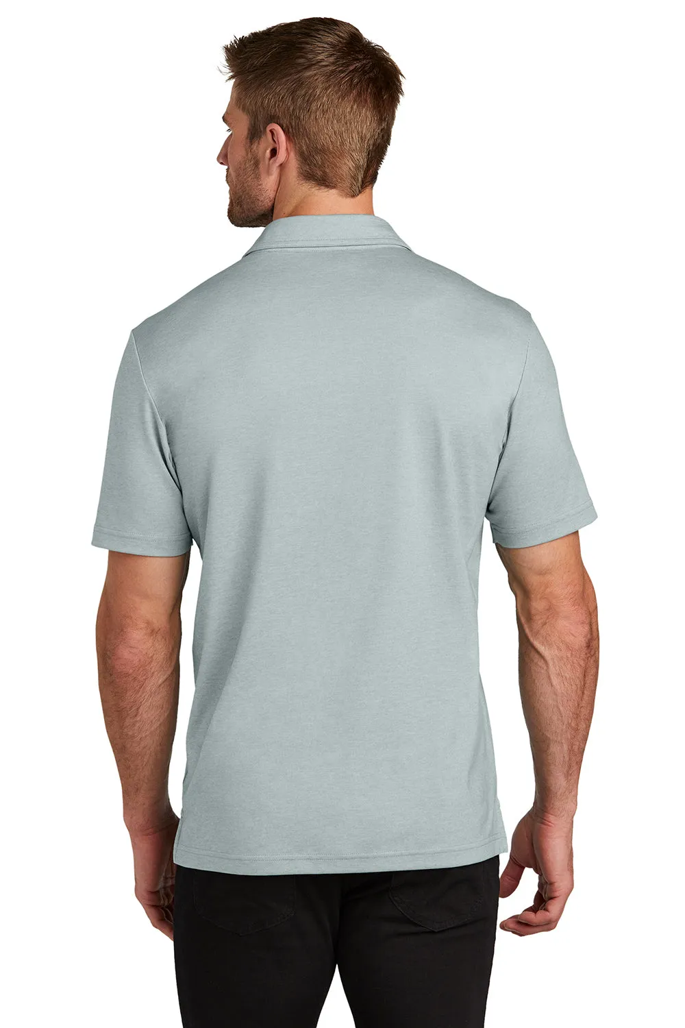 TravisMathew Mens Sunsetters Moisture Wicking Short Sleeve Polo Shirt w/ Pocket - Heather Balsam Green