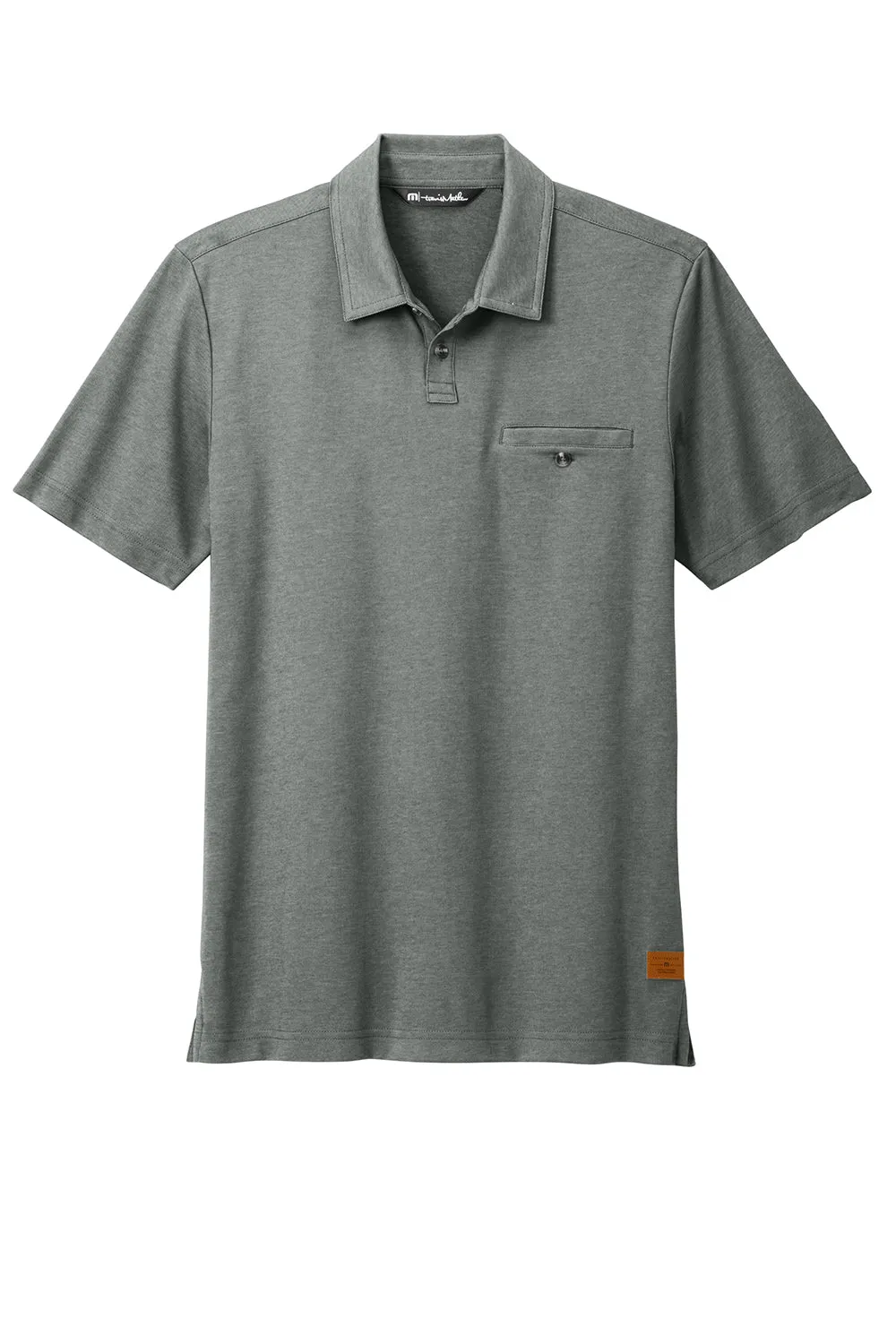 TravisMathew Mens Sunsetters Moisture Wicking Short Sleeve Polo Shirt w/ Pocket - Heather Black
