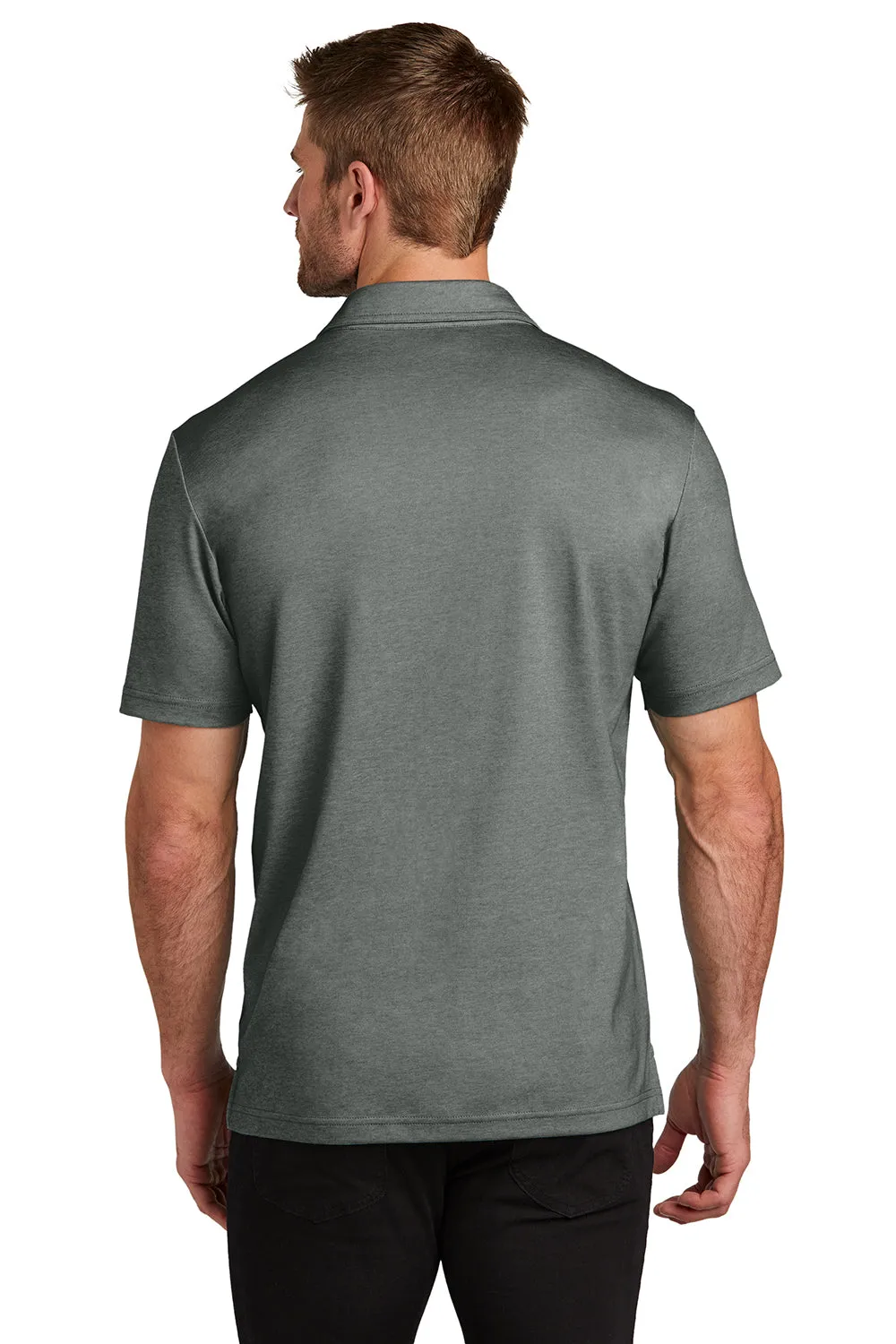 TravisMathew Mens Sunsetters Moisture Wicking Short Sleeve Polo Shirt w/ Pocket - Heather Black