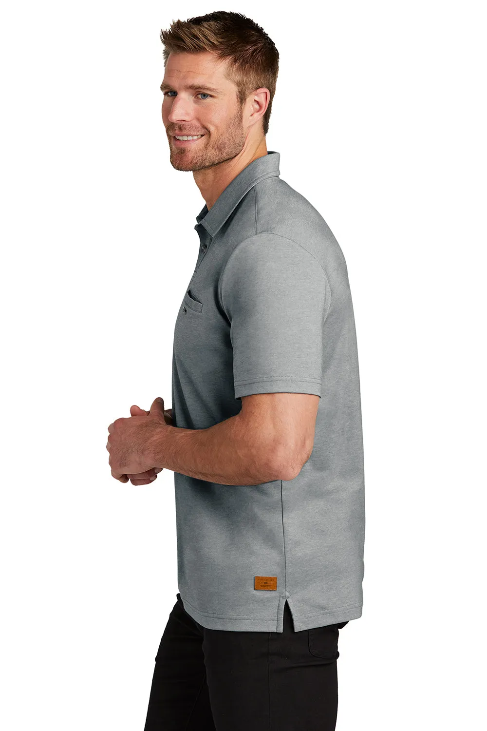 TravisMathew Mens Sunsetters Moisture Wicking Short Sleeve Polo Shirt w/ Pocket - Heather Grey