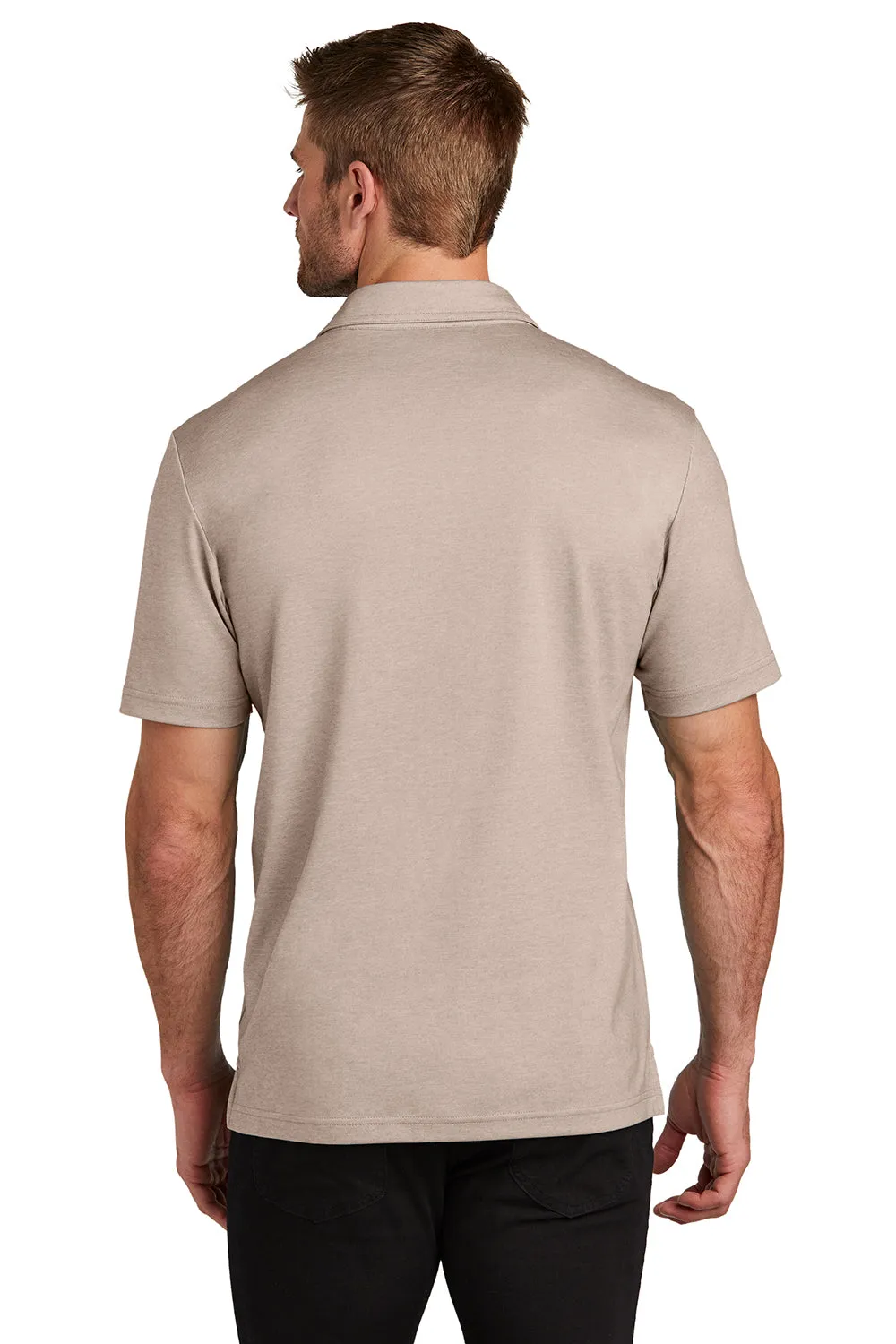 TravisMathew Mens Sunsetters Moisture Wicking Short Sleeve Polo Shirt w/ Pocket - Heather Portabella