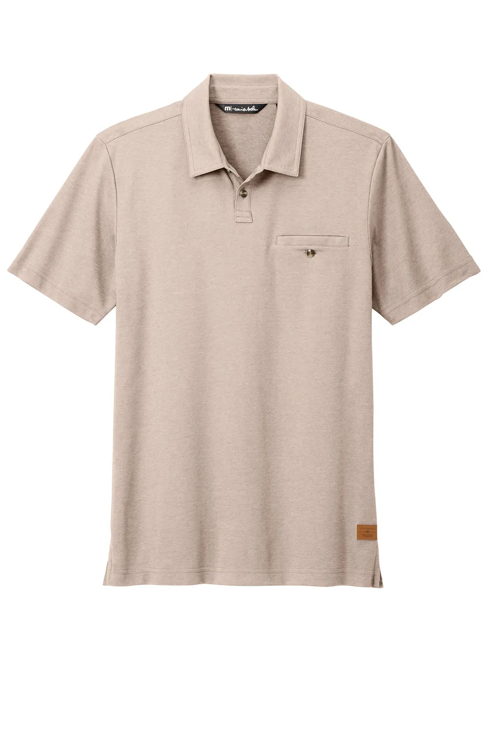 TravisMathew Mens Sunsetters Moisture Wicking Short Sleeve Polo Shirt w/ Pocket - Heather Portabella
