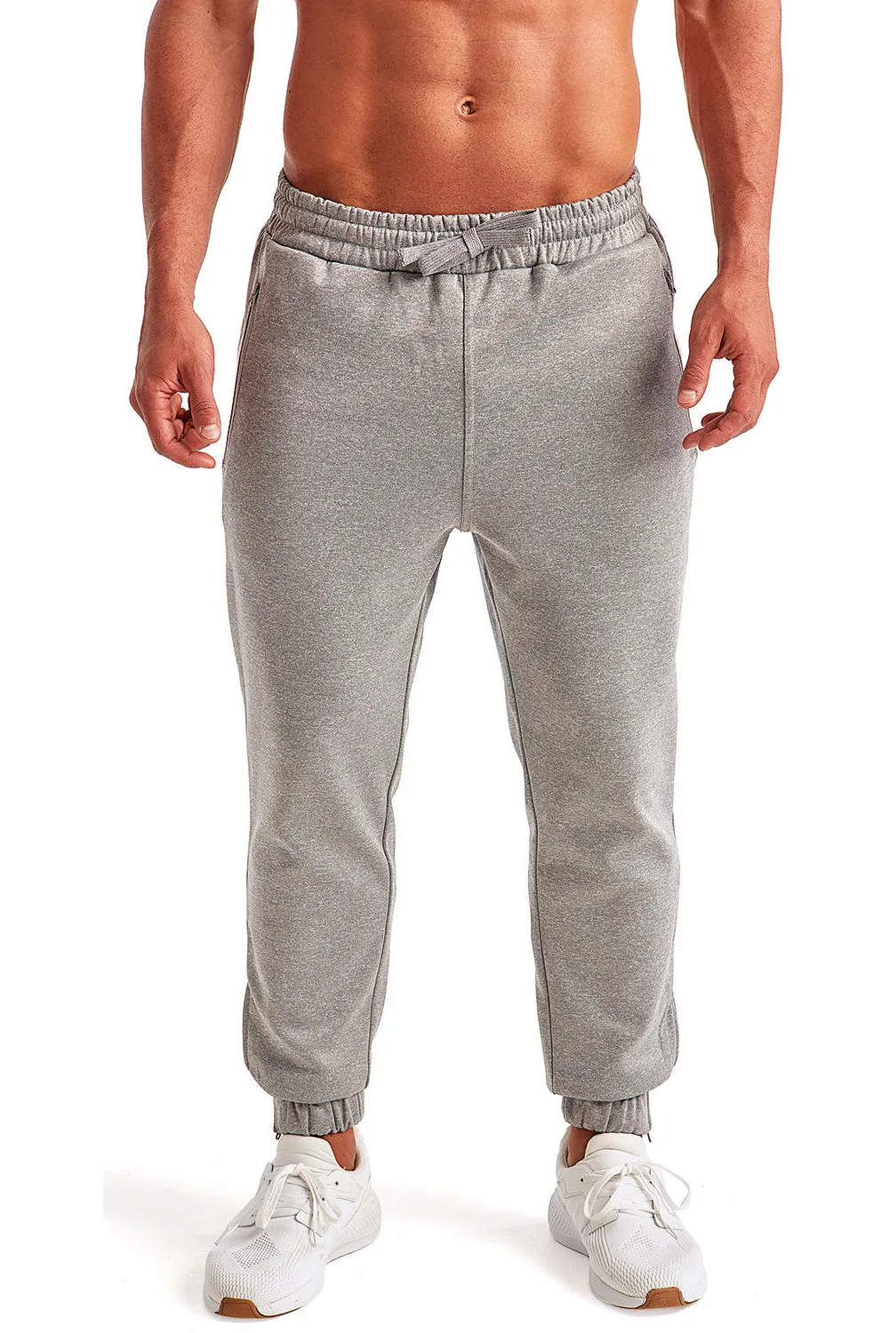 TriDri Mens Moisture Wicking Jogger Sweatpants w/ Pockets - Grey Melange - Closeout