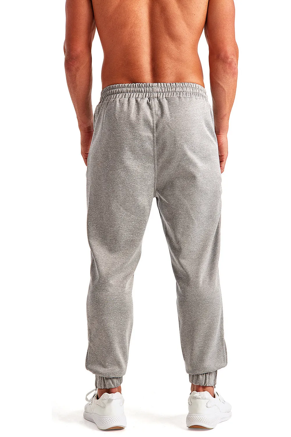 TriDri Mens Moisture Wicking Jogger Sweatpants w/ Pockets - Grey Melange - Closeout