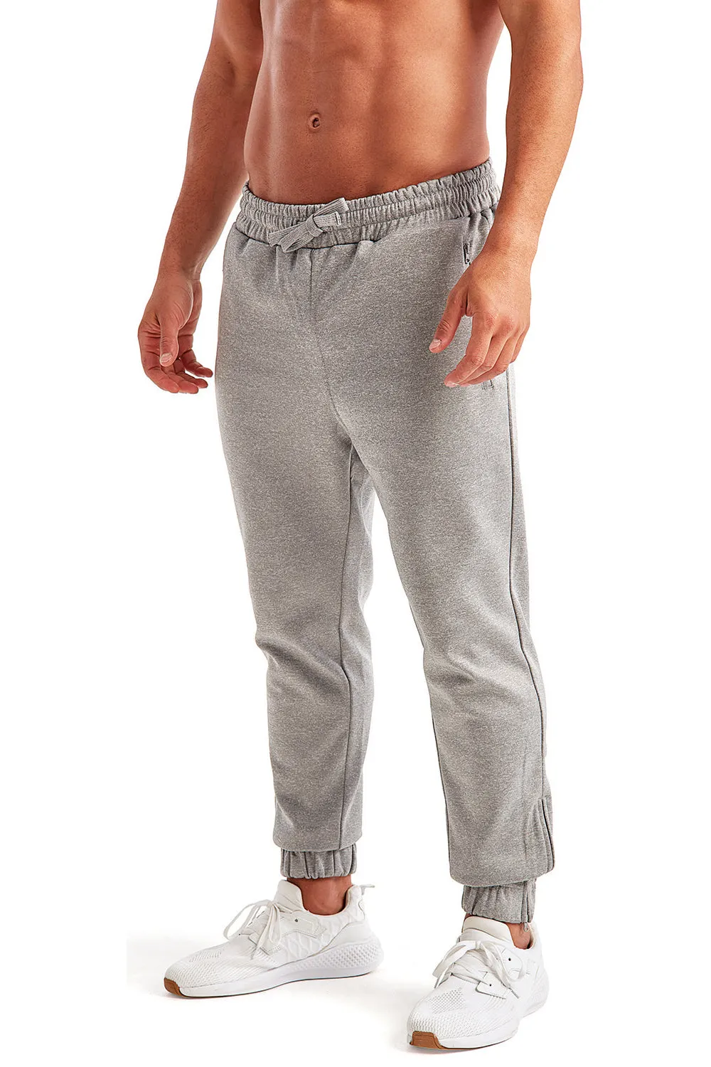 TriDri Mens Moisture Wicking Jogger Sweatpants w/ Pockets - Grey Melange - Closeout