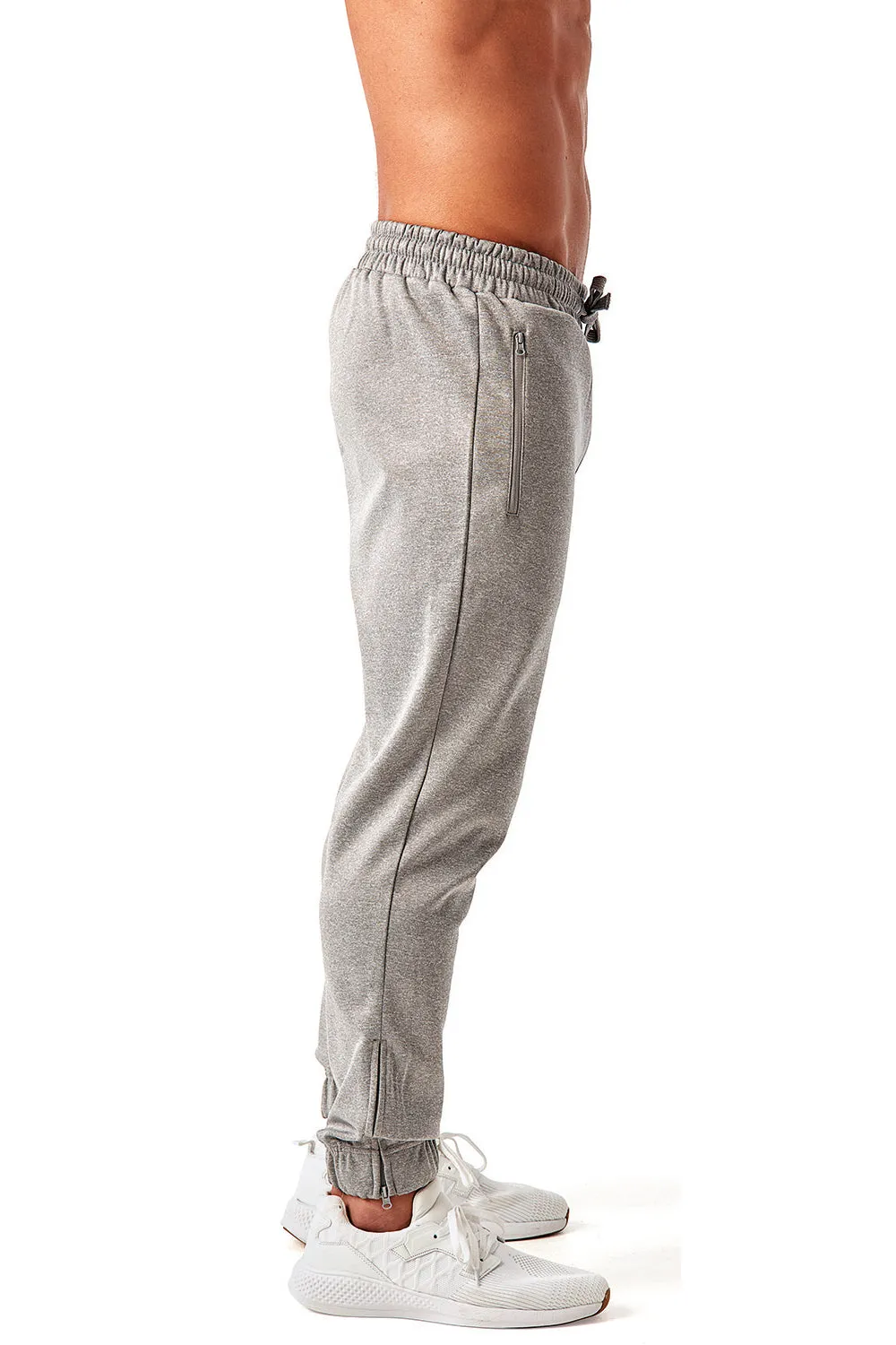 TriDri Mens Moisture Wicking Jogger Sweatpants w/ Pockets - Grey Melange - Closeout