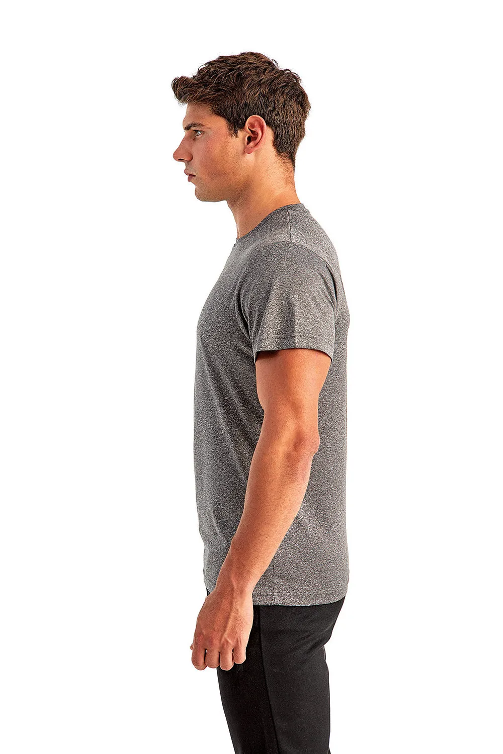 TriDri Mens Moisture Wicking Short Sleeve Crewneck T-Shirt - Black Melange