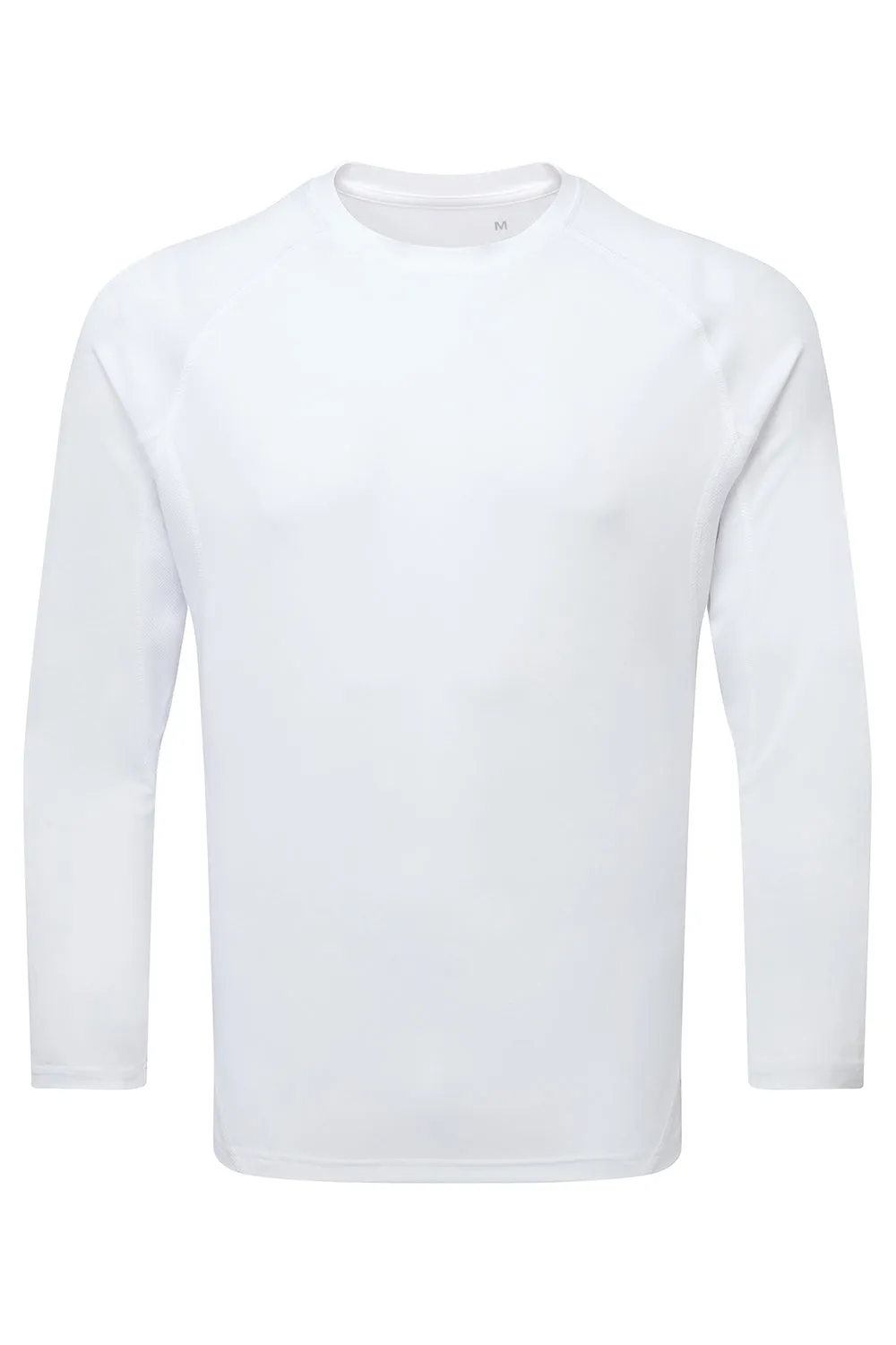 TriDri Mens Paneled Tech Moisture Wicking Long Sleeve Crewneck T-Shirt - White