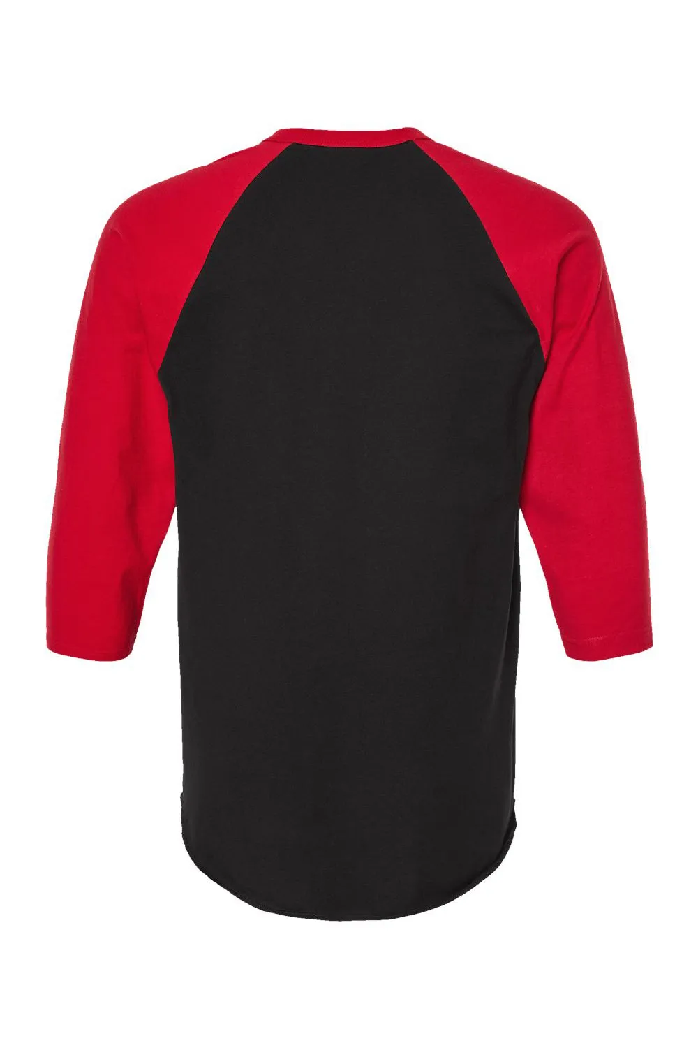 Tultex Mens Fine Jersey Raglan 3/4 Sleeve Crewneck T-Shirt - Black/Red