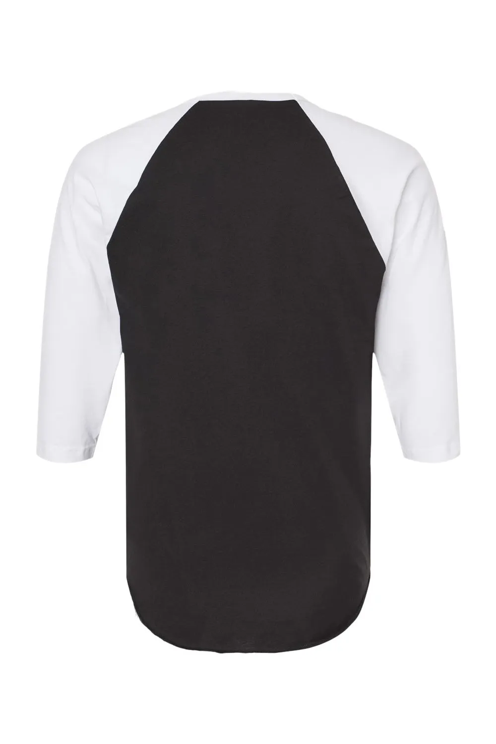 Tultex Mens Fine Jersey Raglan 3/4 Sleeve Crewneck T-Shirt - Black/White
