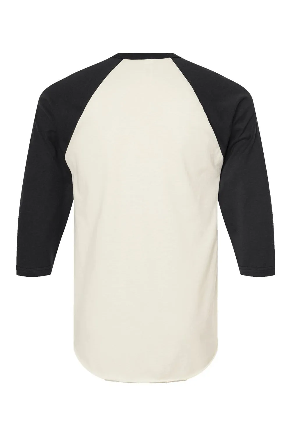 Tultex Mens Fine Jersey Raglan 3/4 Sleeve Crewneck T-Shirt - Vintage White/Black