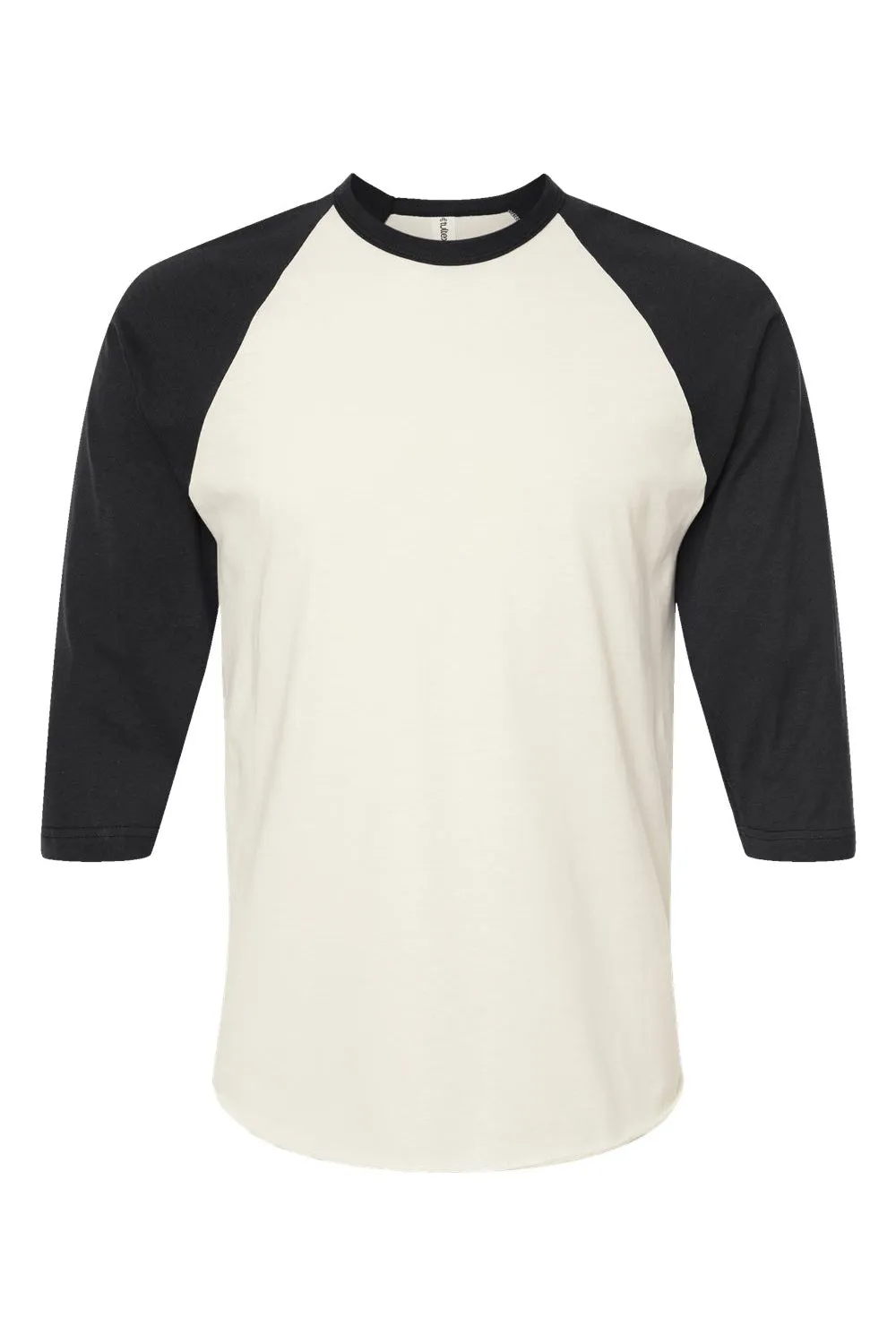 Tultex Mens Fine Jersey Raglan 3/4 Sleeve Crewneck T-Shirt - Vintage White/Black