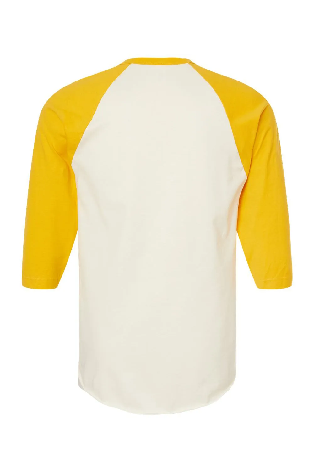 Tultex Mens Fine Jersey Raglan 3/4 Sleeve Crewneck T-Shirt - Vintage White/Mellow Yellow