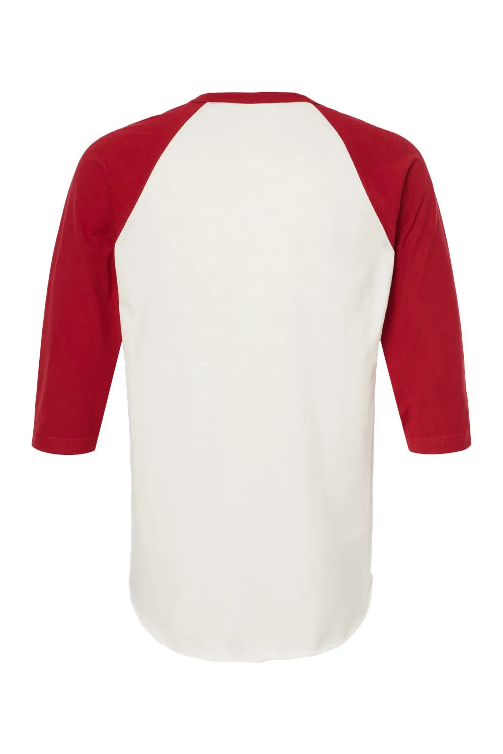 Tultex Mens Fine Jersey Raglan 3/4 Sleeve Crewneck T-Shirt - Vintage White/Rio Red