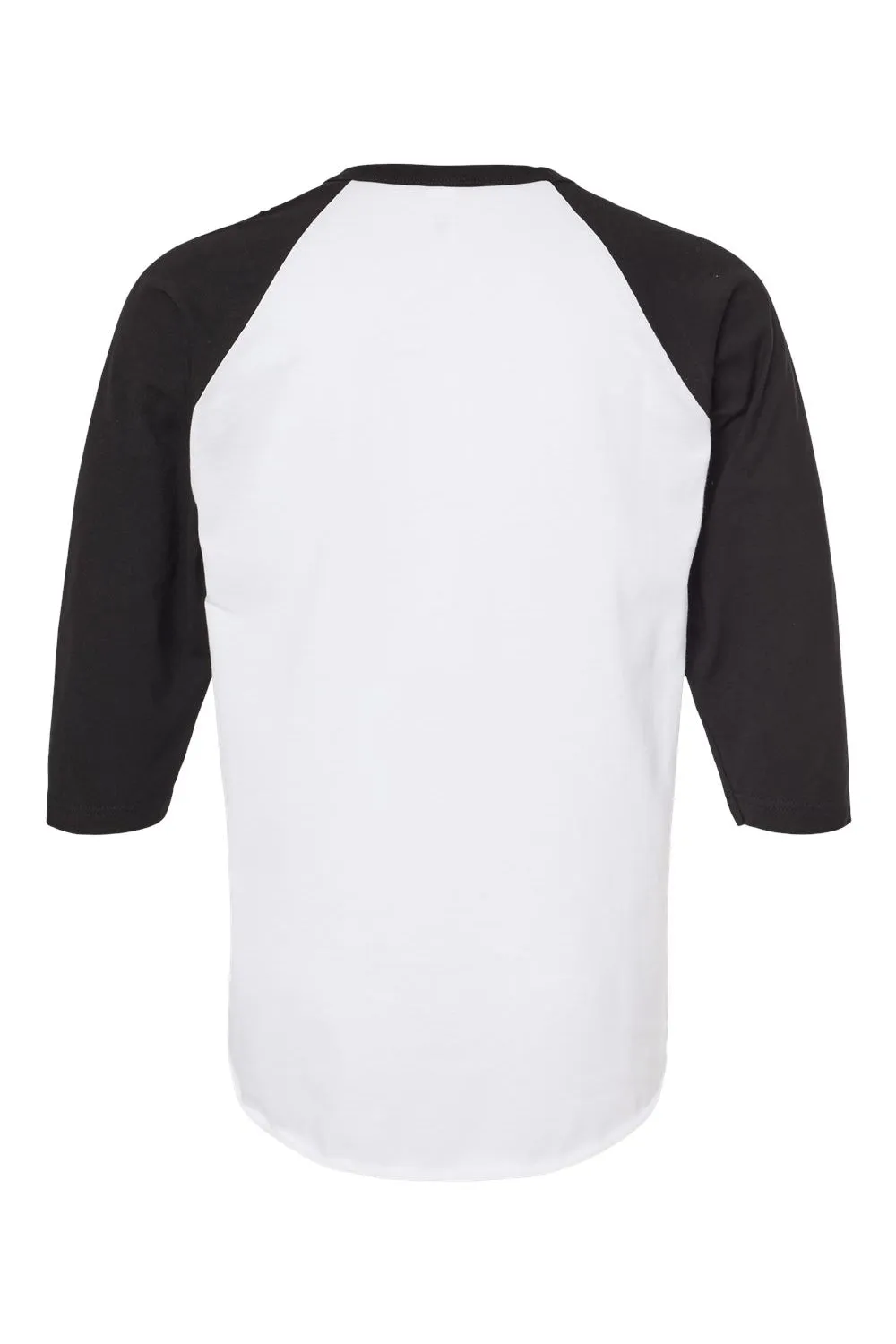 Tultex Mens Fine Jersey Raglan 3/4 Sleeve Crewneck T-Shirt - White/Black