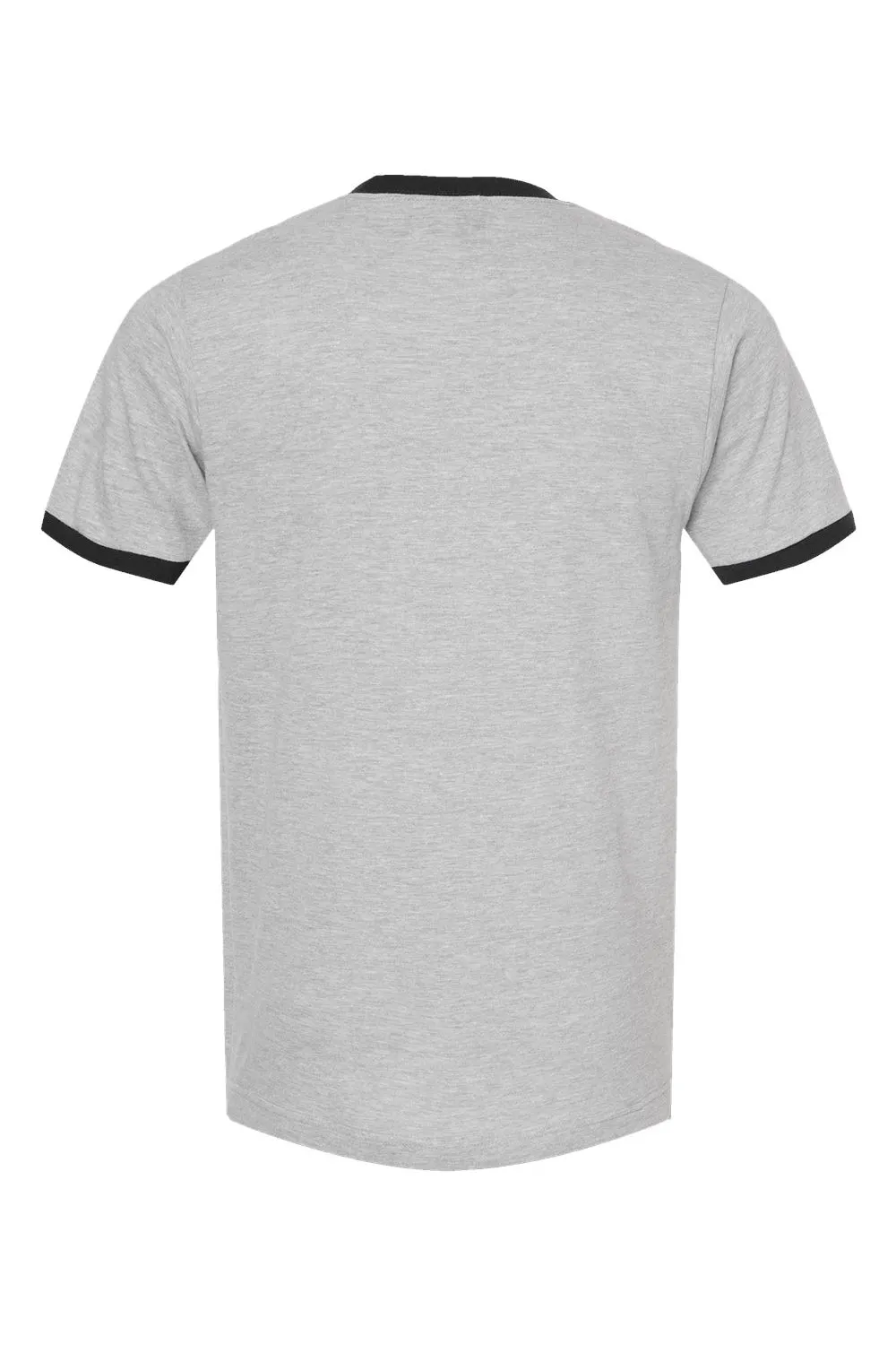 Tultex Mens Fine Jersey Ringer Short Sleeve Crewneck T-Shirt - Heather Grey/Black