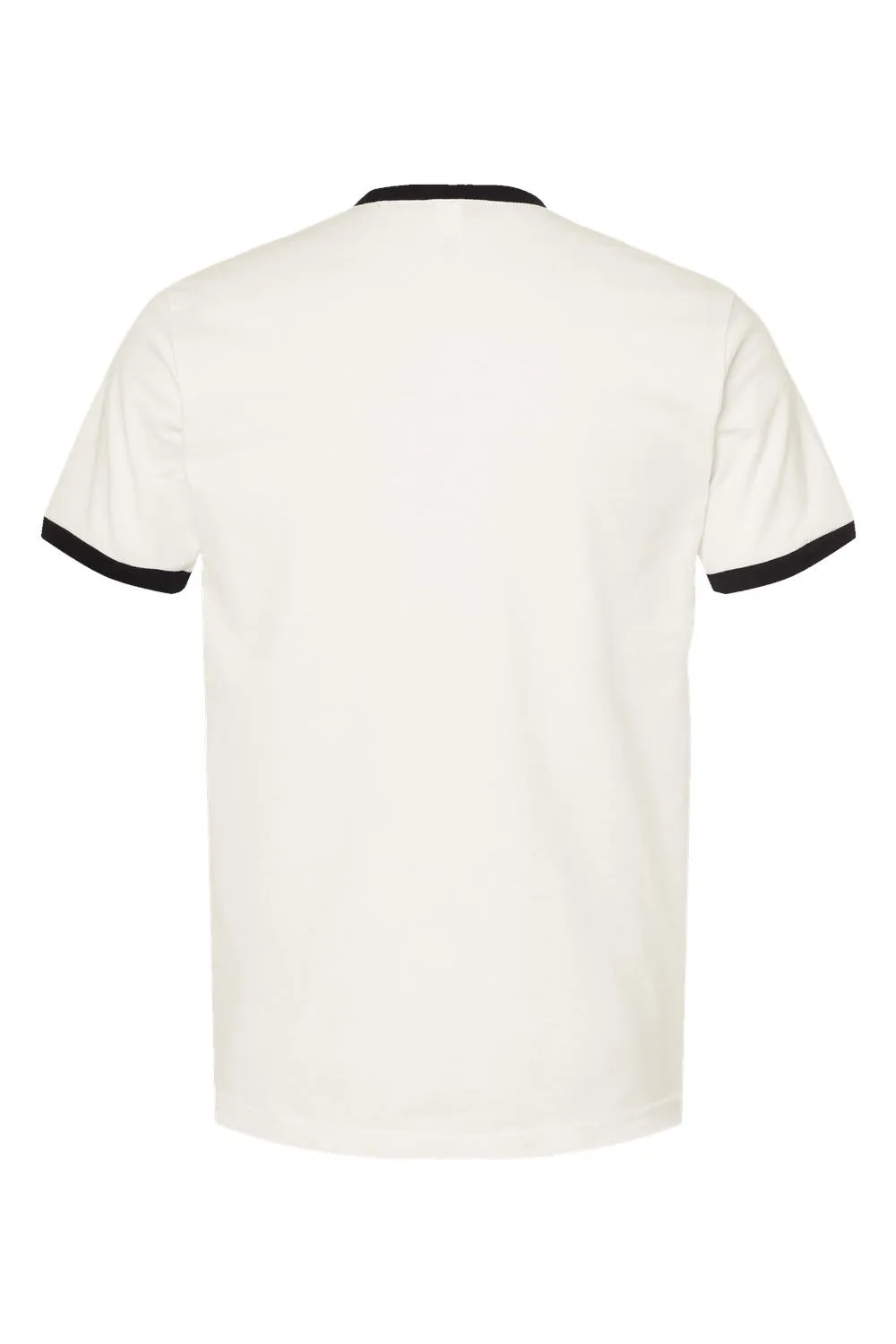 Tultex Mens Fine Jersey Ringer Short Sleeve Crewneck T-Shirt - Vintage White/Black