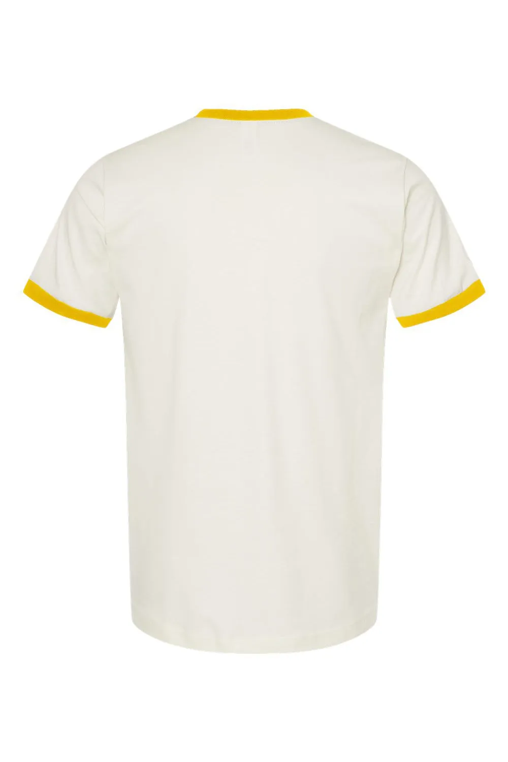 Tultex Mens Fine Jersey Ringer Short Sleeve Crewneck T-Shirt - Vintage White/Mellow Yellow