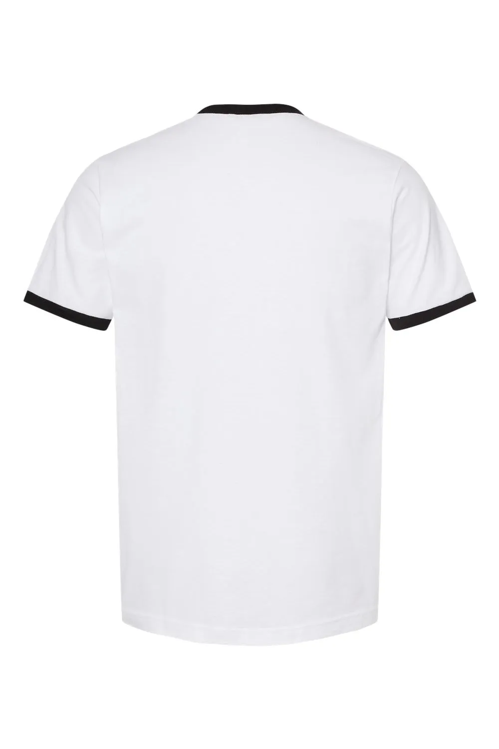 Tultex Mens Fine Jersey Ringer Short Sleeve Crewneck T-Shirt - White/Black