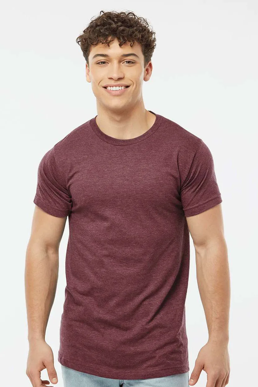 Tultex Mens Fine Jersey Short Sleeve Crewneck T-Shirt - Heather Burgundy
