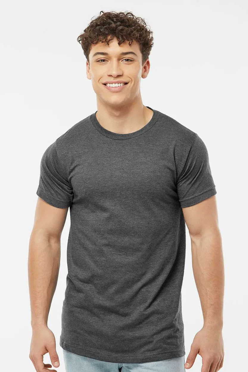 Tultex Mens Fine Jersey Short Sleeve Crewneck T-Shirt - Heather Charcoal Grey