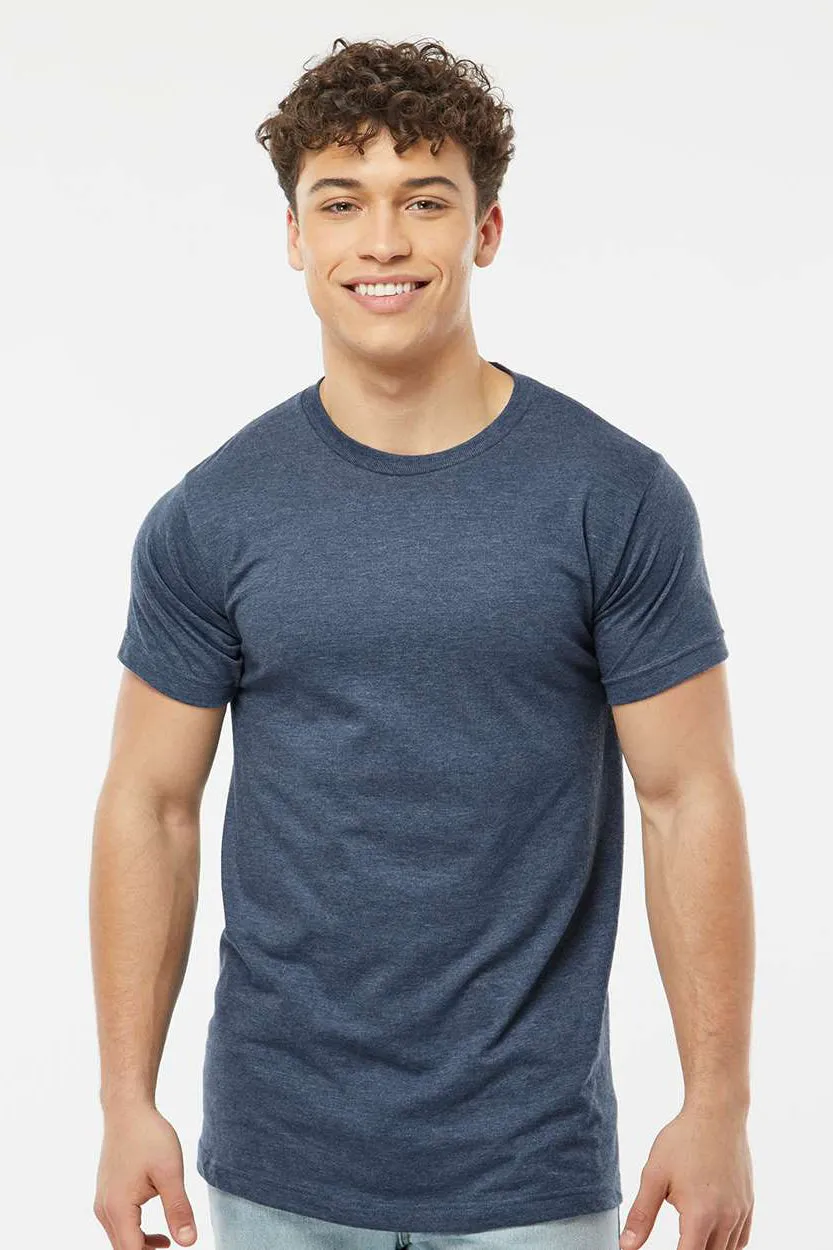 Tultex Mens Fine Jersey Short Sleeve Crewneck T-Shirt - Heather Denim Blue