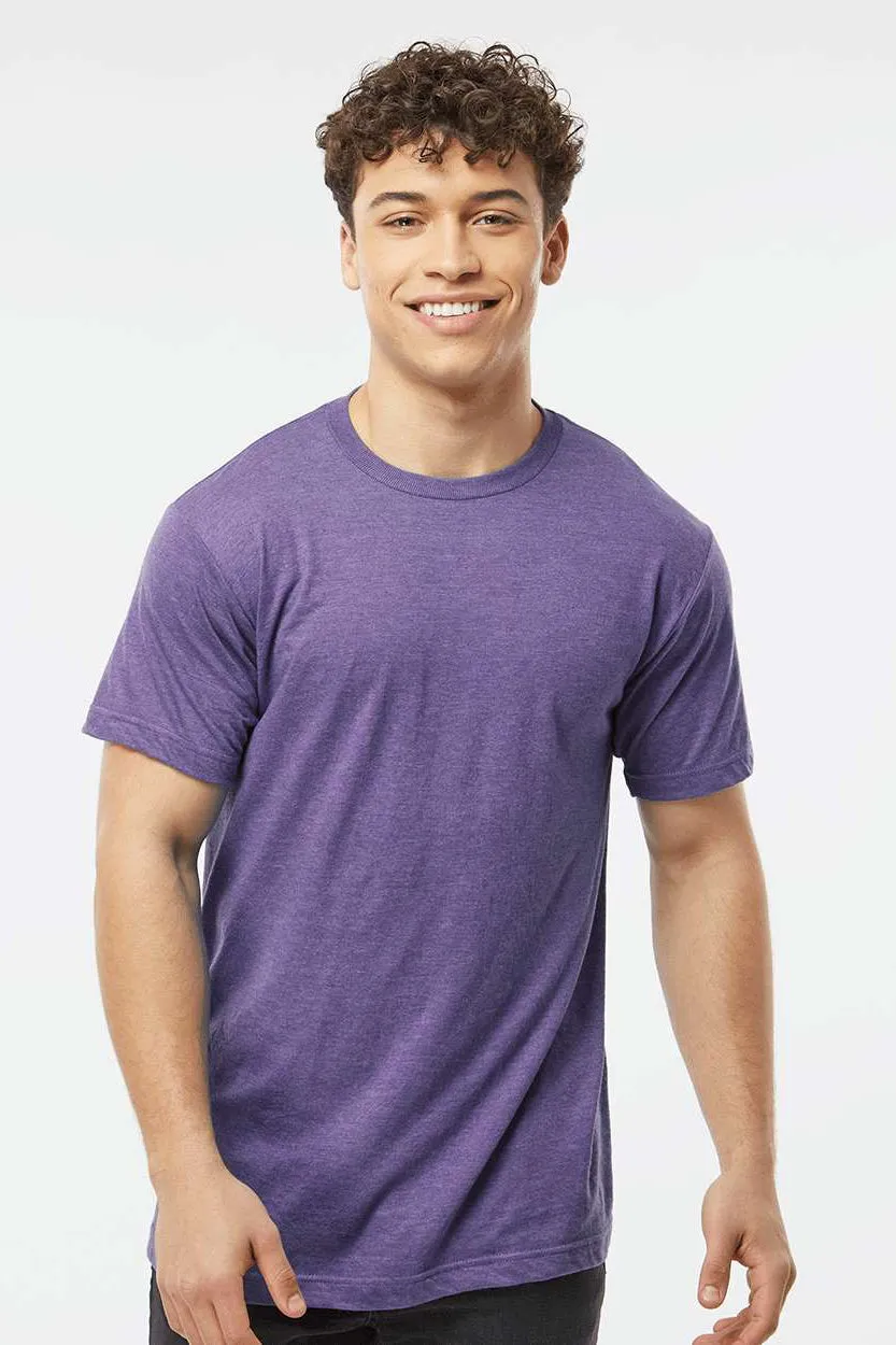 Tultex Mens Fine Jersey Short Sleeve Crewneck T-Shirt - Heather Purple
