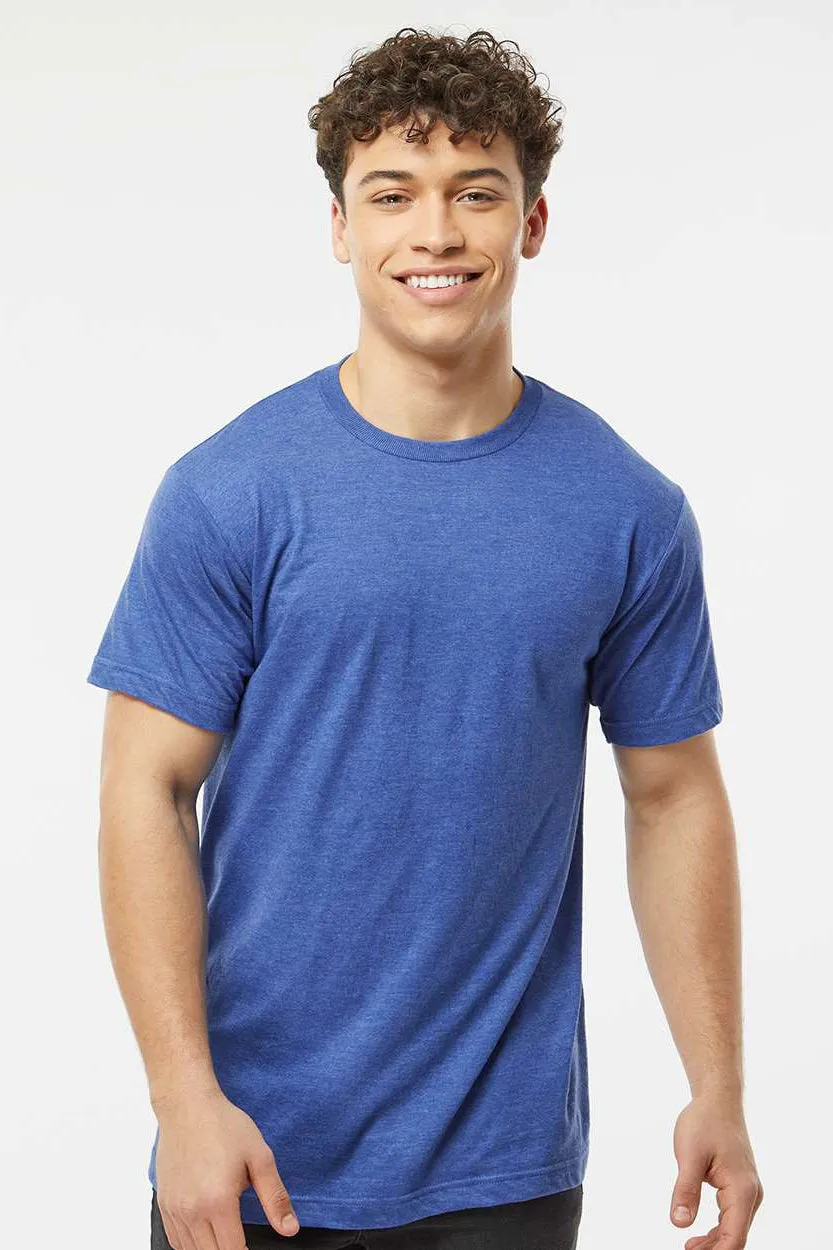 Tultex Mens Fine Jersey Short Sleeve Crewneck T-Shirt - Heather Royal Blue