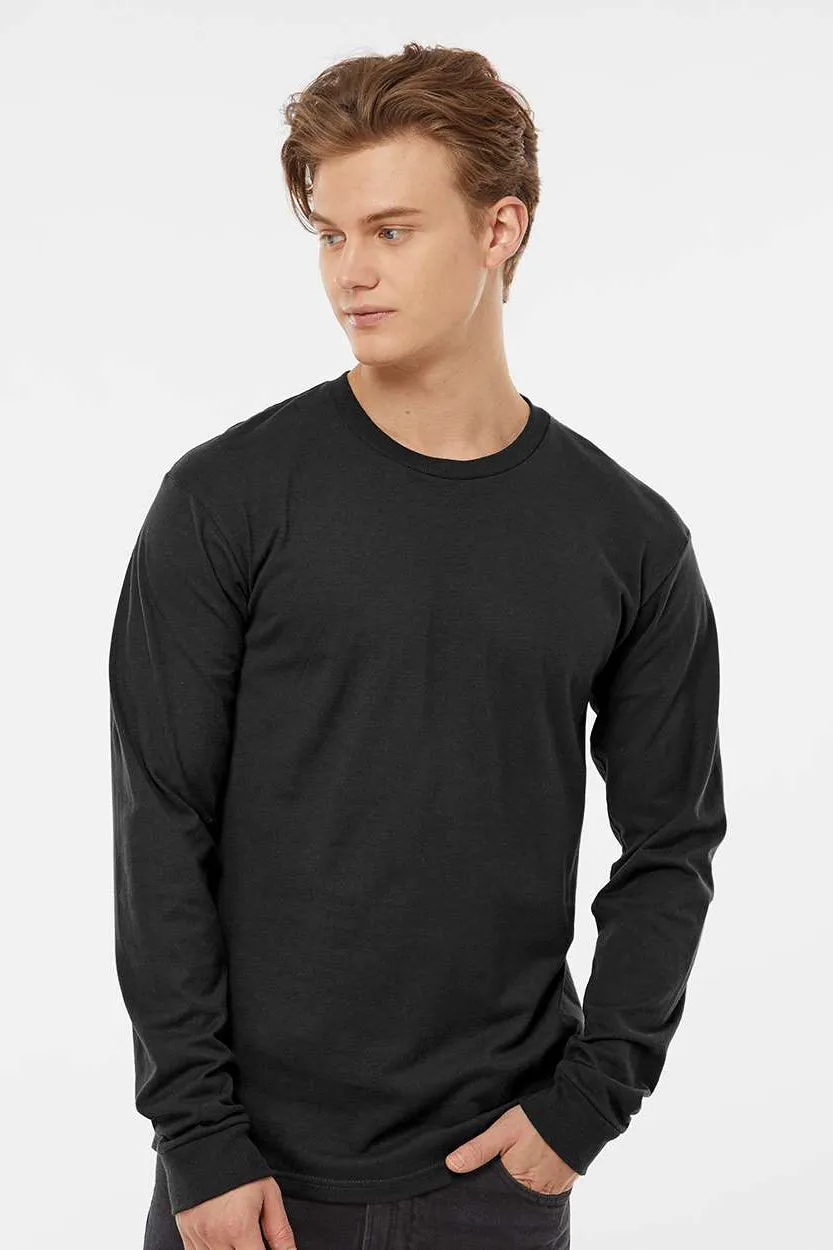 Tultex Mens Jersey Long Sleeve Crewneck T-Shirt - Black