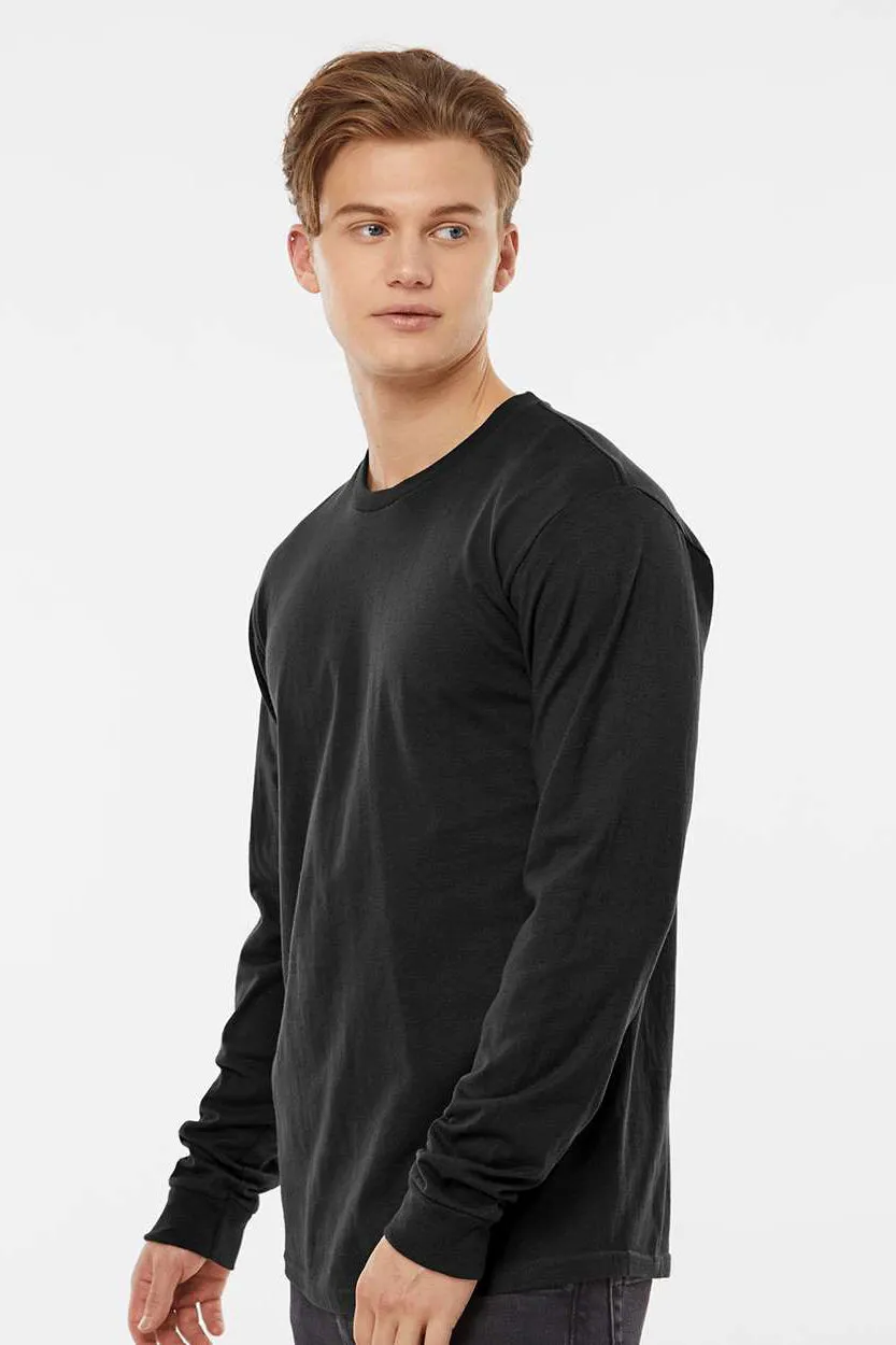 Tultex Mens Jersey Long Sleeve Crewneck T-Shirt - Black