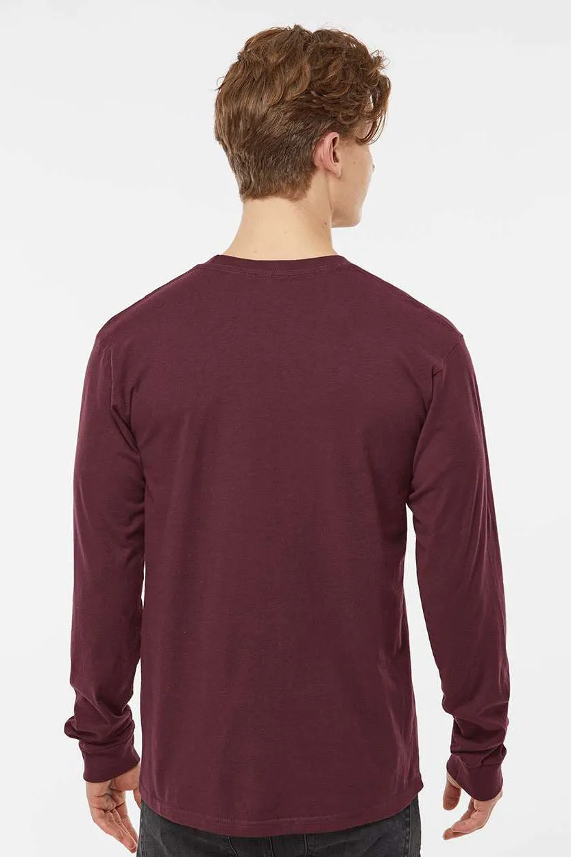 Tultex Mens Jersey Long Sleeve Crewneck T-Shirt - Burgundy