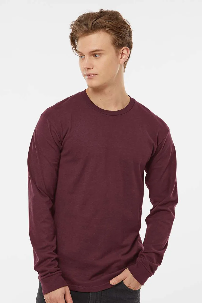 Tultex Mens Jersey Long Sleeve Crewneck T-Shirt - Burgundy
