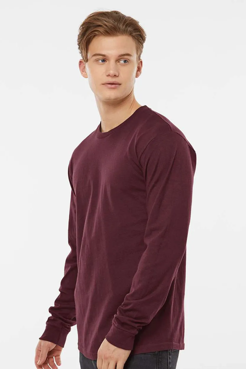 Tultex Mens Jersey Long Sleeve Crewneck T-Shirt - Burgundy
