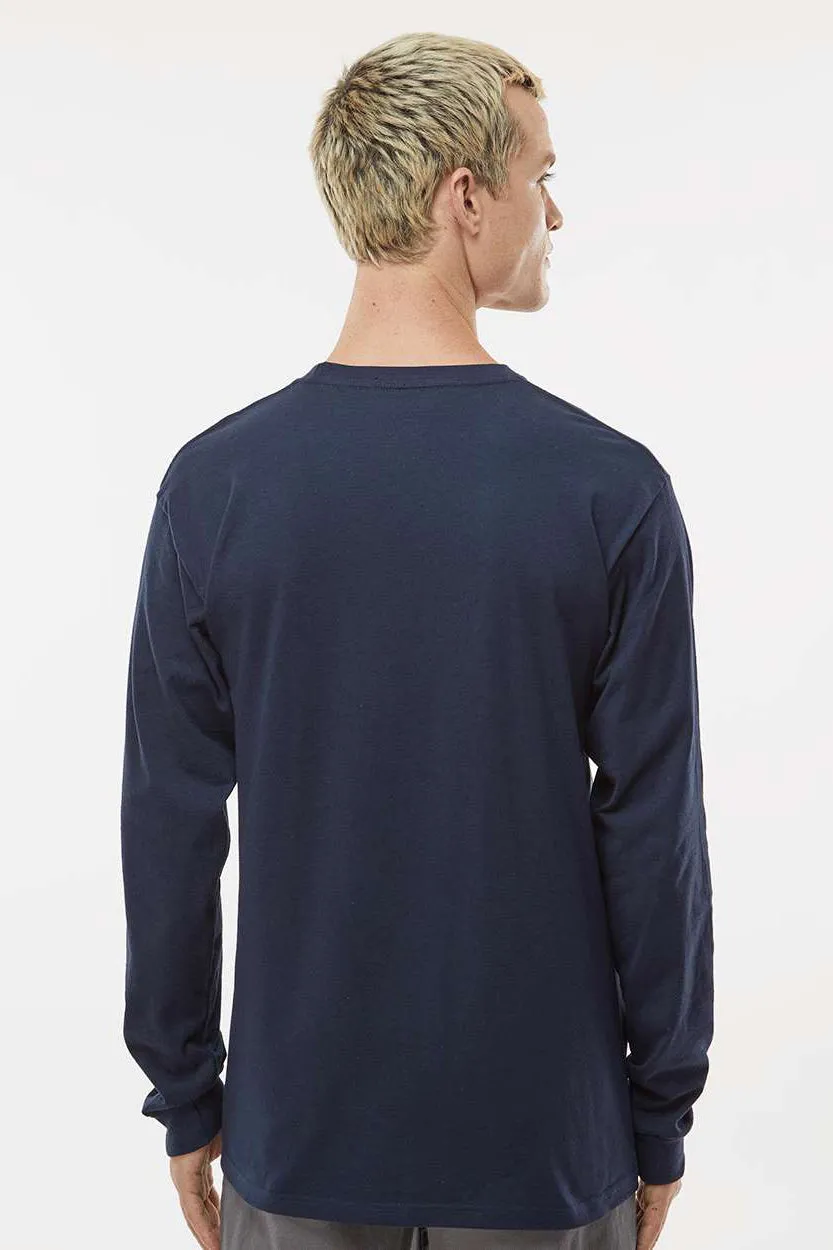 Tultex Mens Jersey Long Sleeve Crewneck T-Shirt - Navy Blue