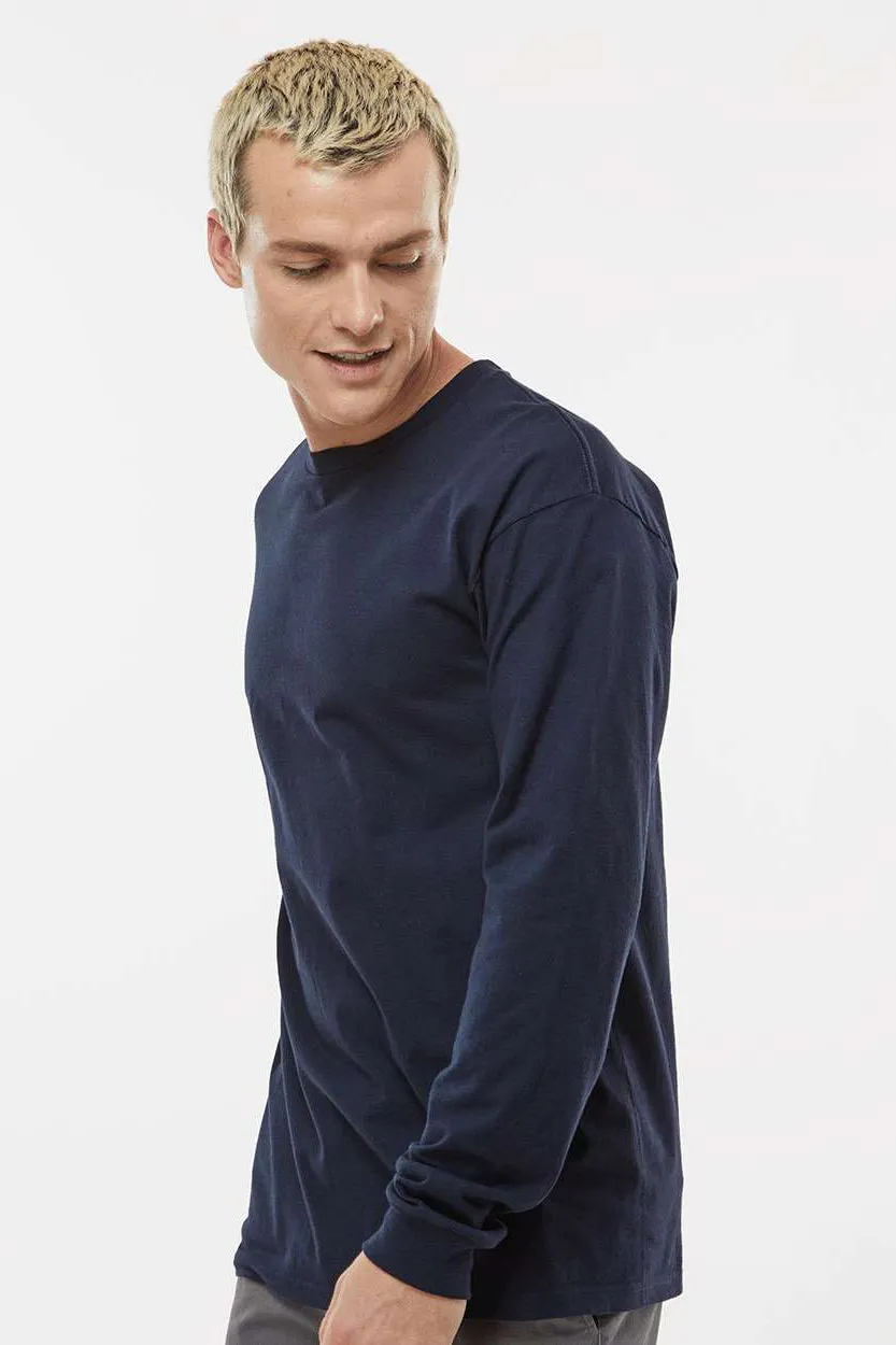 Tultex Mens Jersey Long Sleeve Crewneck T-Shirt - Navy Blue