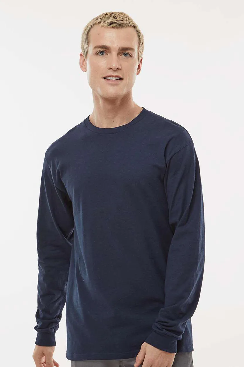 Tultex Mens Jersey Long Sleeve Crewneck T-Shirt - Navy Blue